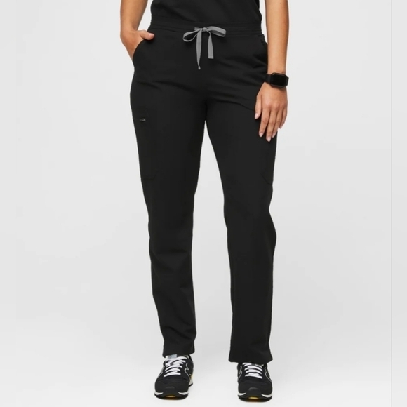 Figs Black Yola Skinny Technical Performance Drawcord Scrub Pants Size S (A-2) - Picture 2 of 11